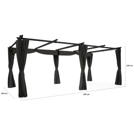 Pergola édition limitée toit rétractable 3x6 M et 6 rideaux gris anthracite - Image 7