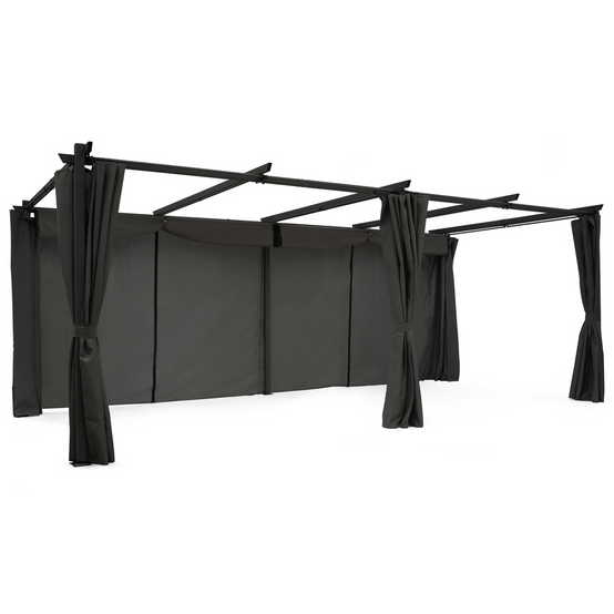 Pergola édition limitée toit rétractable 3x6 M et 6 rideaux gris anthracite - Image 4