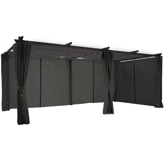 Pergola édition limitée toit rétractable 3x6 M et 6 rideaux gris anthracite - Image 2