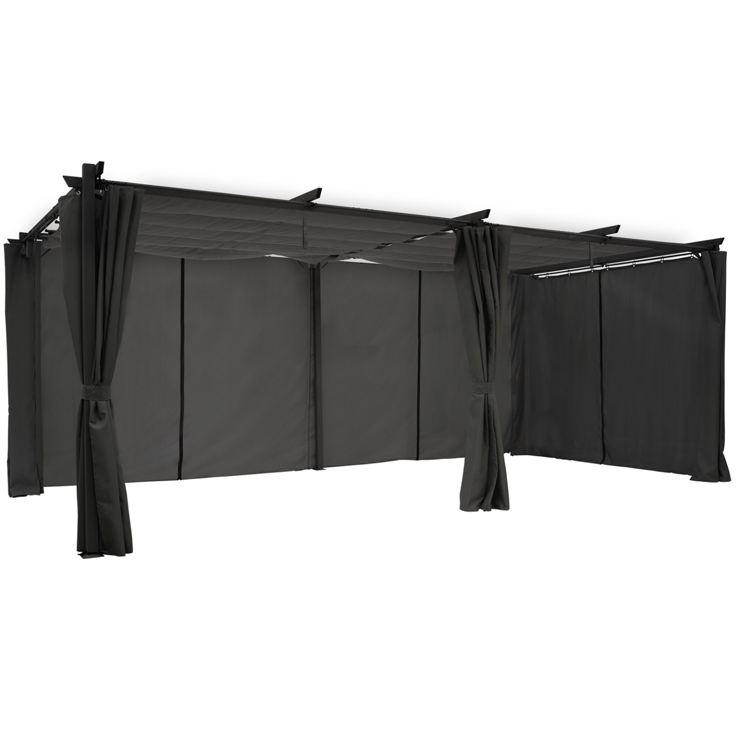Pergola édition limitée toit rétractable 3x6 M et 6 rideaux gris anthracite - Image 2