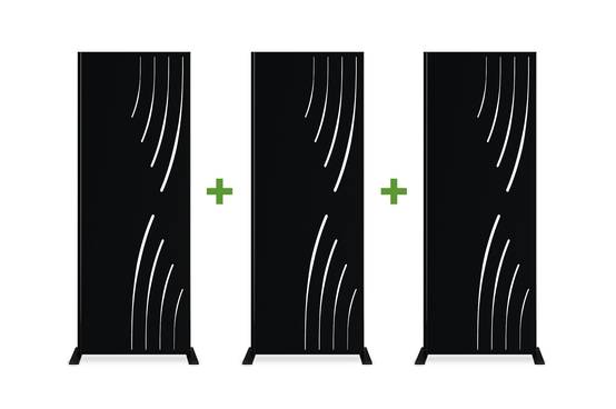 Casanoov Lot de 3 panneaux décoratifs VELETA Noir H.160 cm motifs côté droit - Image 1