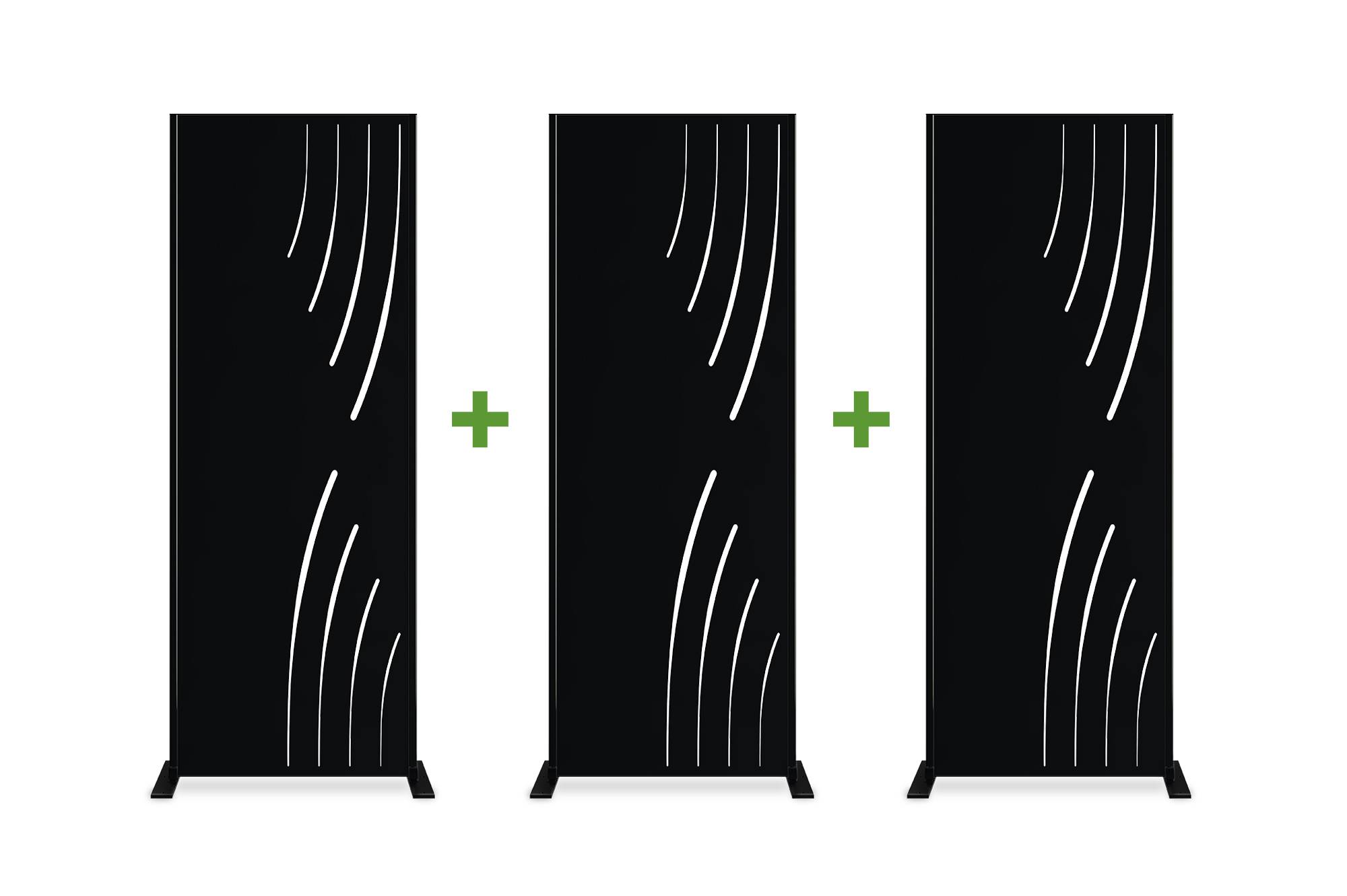 Casanoov Lot de 3 panneaux décoratifs VELETA Noir H.160  cm motifs côté droit - Image 1