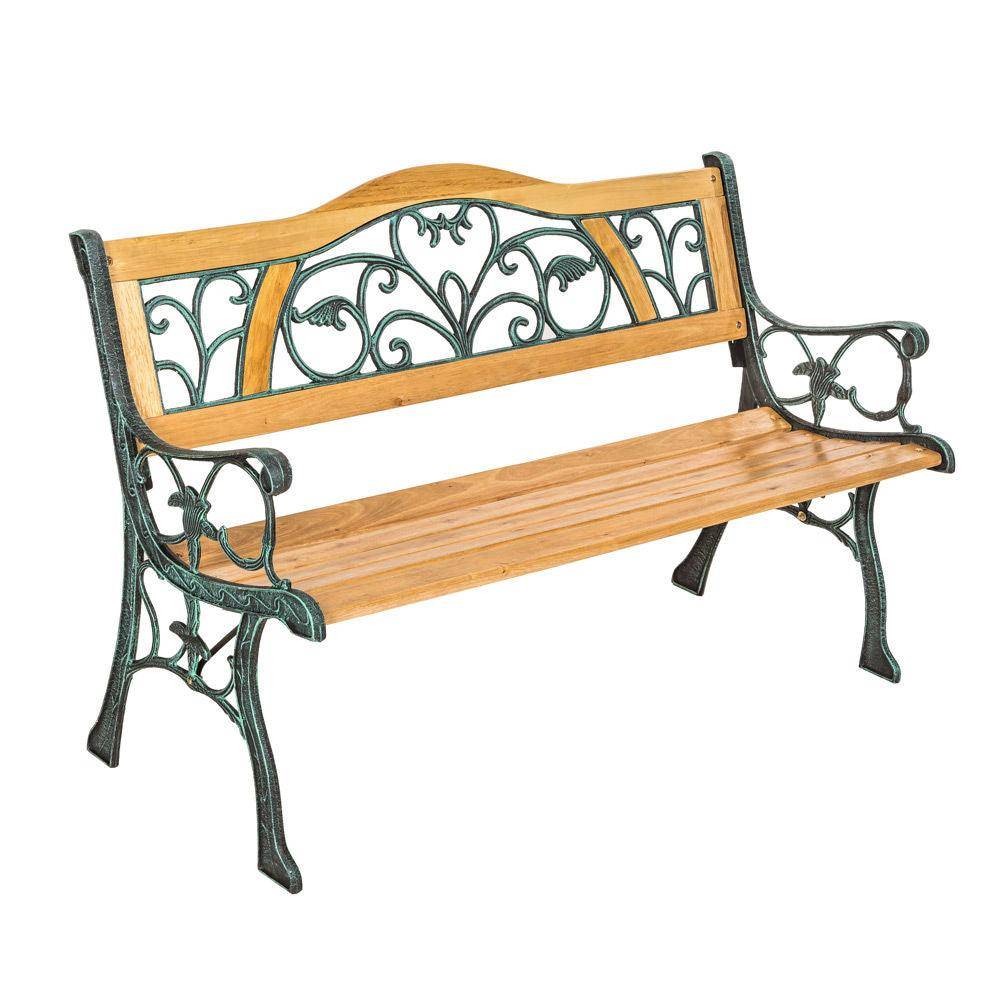 Helloshop26 - Banc bois et fonte meuble de jardin 124 cm - Imagen 1