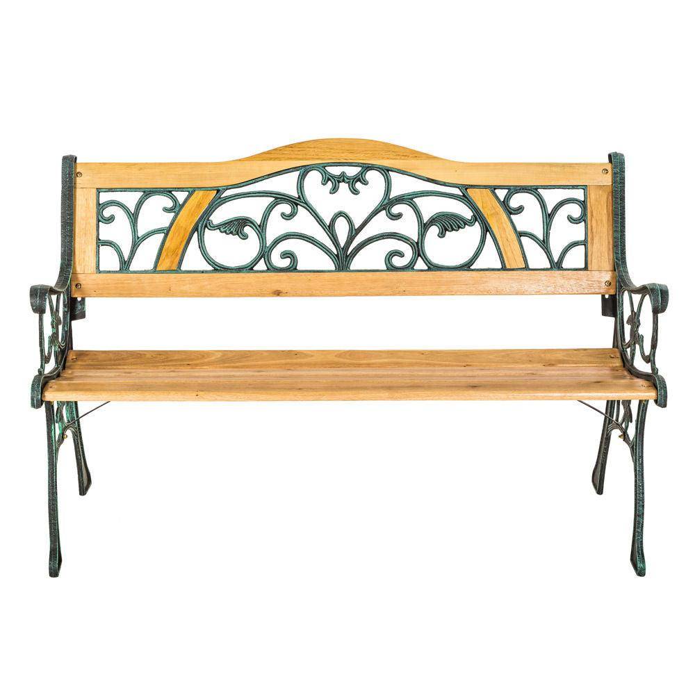 Helloshop26 - Banc bois et fonte meuble de jardin 124 cm - Imagen 2