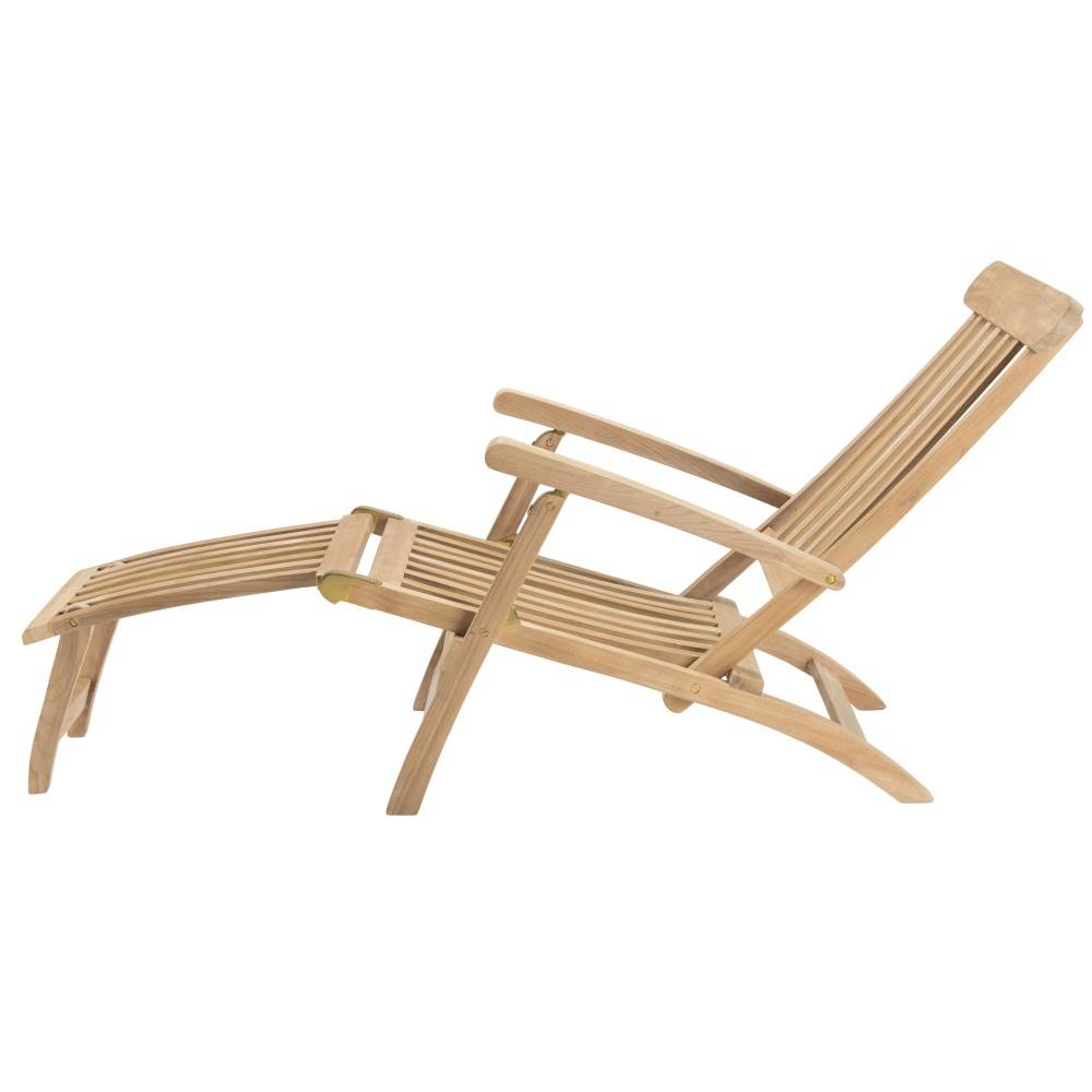 Macabane - FUN - Chaise longue de jardin en bois teck brut - Imagen 3
