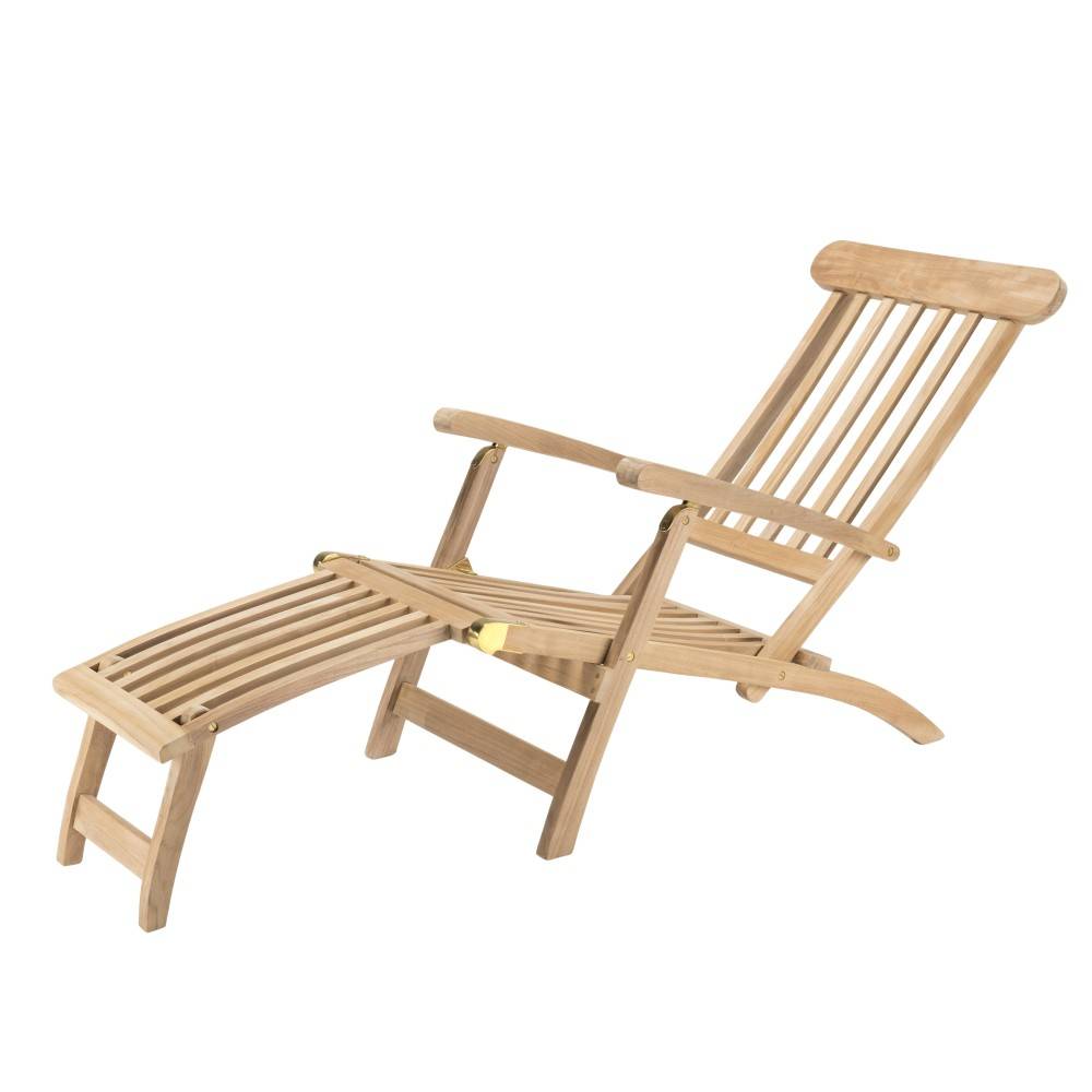Macabane - FUN - Chaise longue de jardin en bois teck brut - Imagen 8