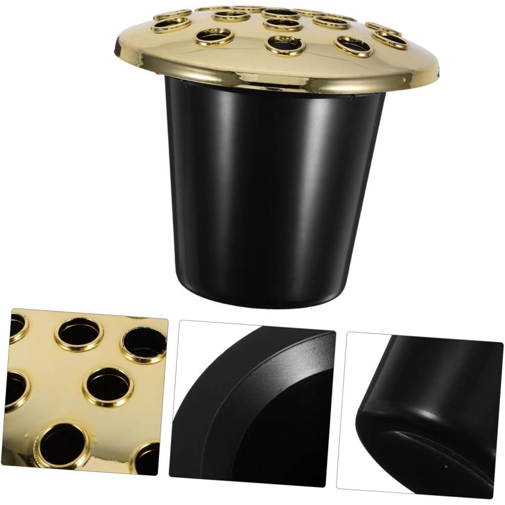 Lot de 2 inserts pour vase funéraire - Couvercles dorés - Plastique durable - Fabriqué au Royaume-Uni - Living123 - Imagen 6