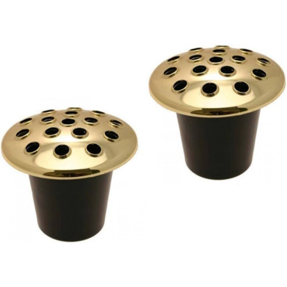 Lot de 2 inserts pour vase funéraire - Couvercles dorés - Plastique durable - Fabriqué au Royaume-Uni - Living123 - Imagen 1