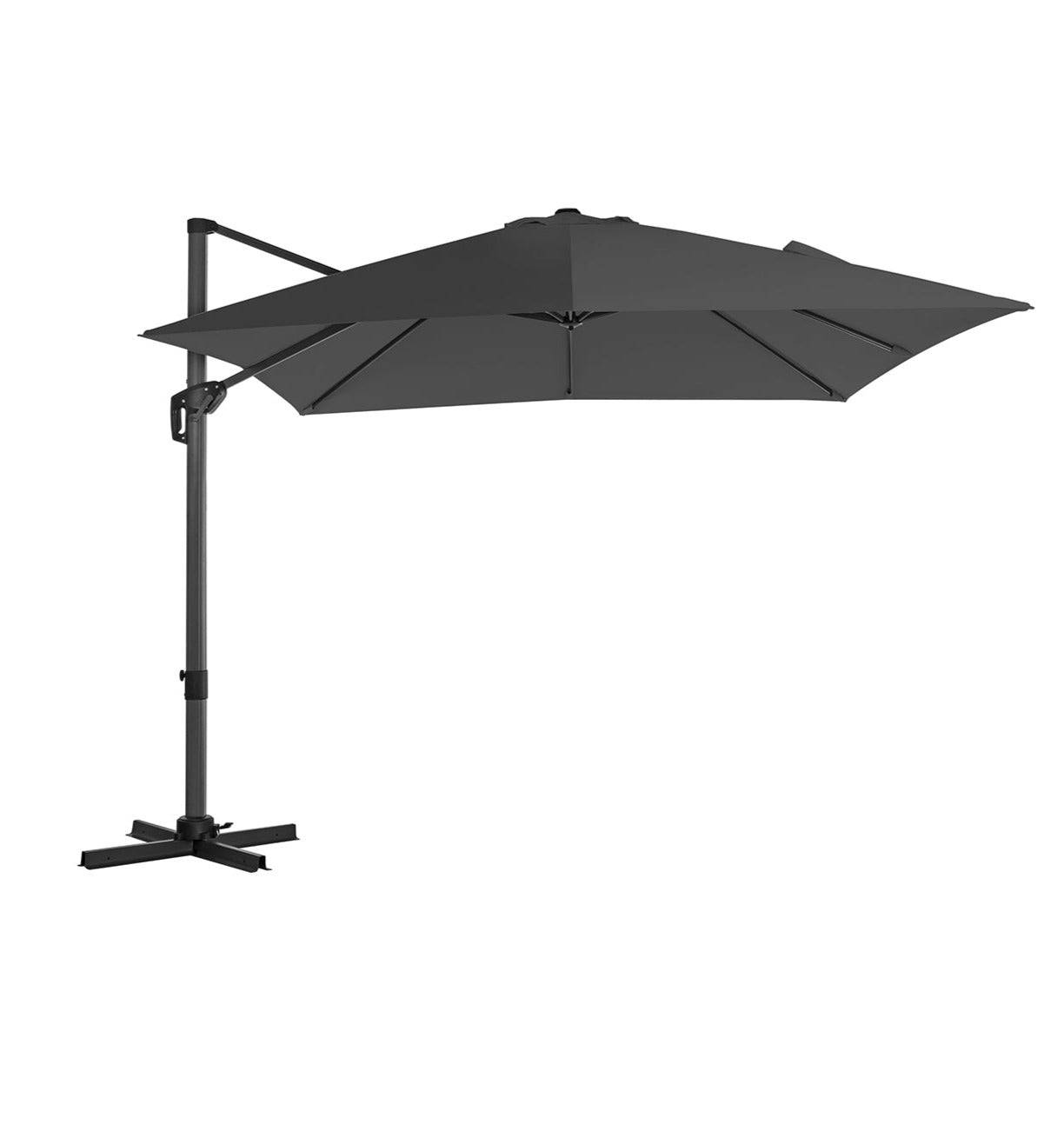 Helloshop26 - Parasol décentré de jardin 3 x 3 m ombrelle de terrasse toile carrée protection solaire upf 50+ rotatif 360° inclinaison réglable avec manivelle et s - Imagen 1
