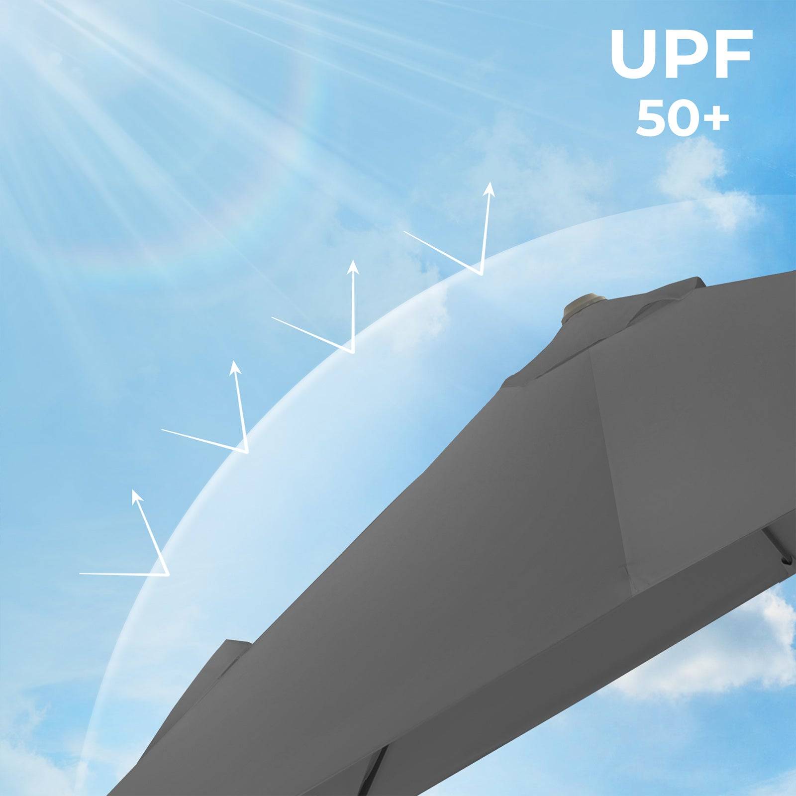 Helloshop26 - Parasol décentré de jardin 3 x 3 m ombrelle de terrasse toile carrée protection solaire upf 50+ rotatif 360° inclinaison réglable avec manivelle et s - Imagen 2