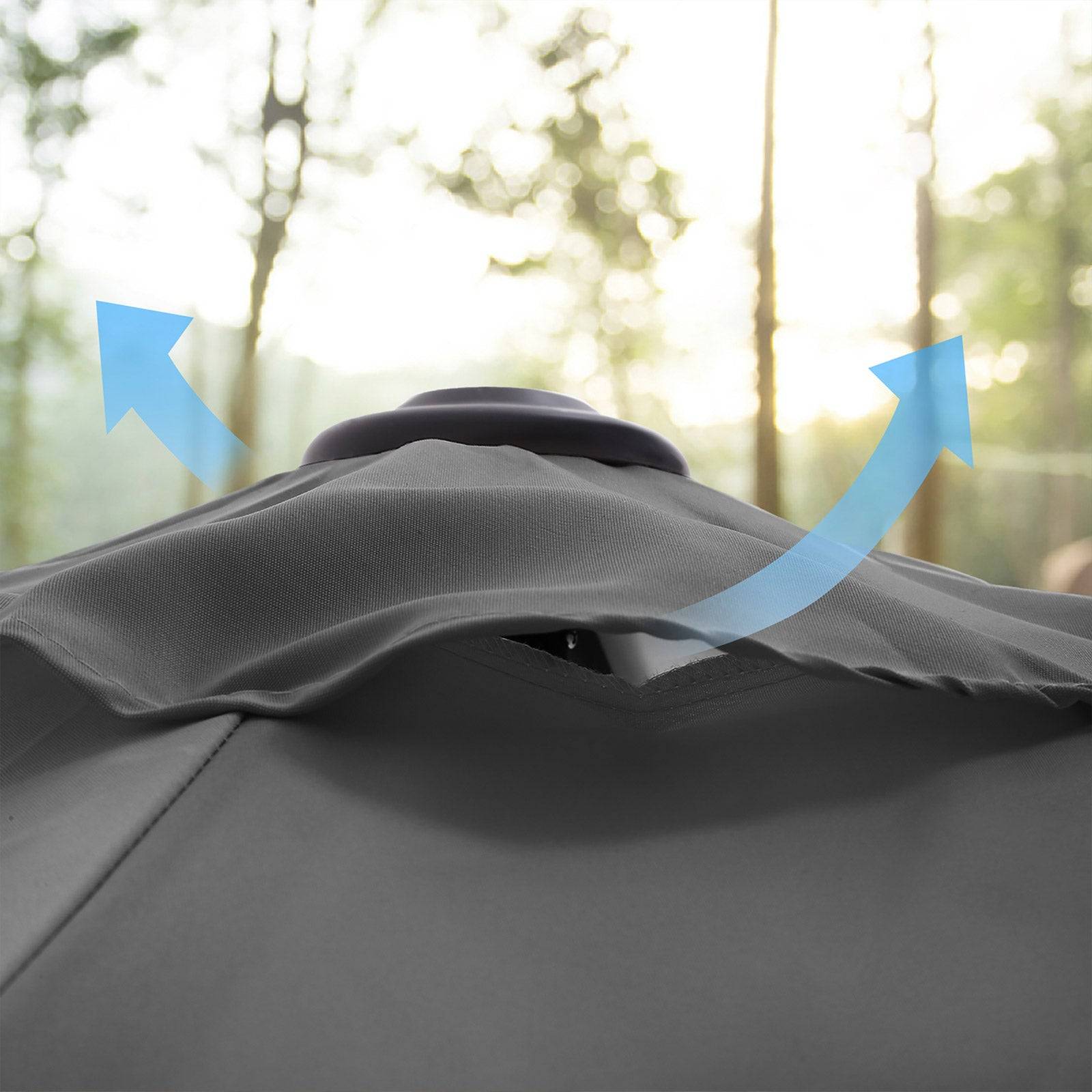 Helloshop26 - Parasol décentré de jardin 3 x 3 m ombrelle de terrasse toile carrée protection solaire upf 50+ rotatif 360° inclinaison réglable avec manivelle et s - Imagen 3