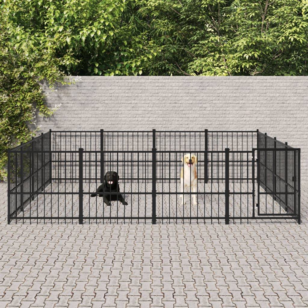 Vidaxl - Chenil d'extérieur pour chiens Acier 15,05 m² vidaXL 3124626 - Imagen 1