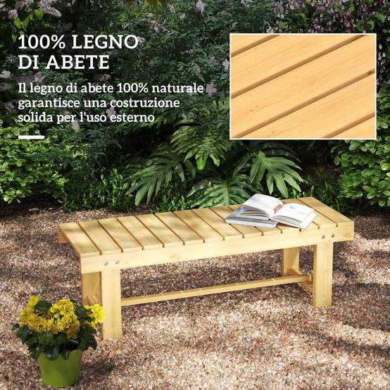 Banc de jardin sans dossier bois massif balcon terrasse usage intérieur 110x38x35cm naturel - ComfortXL Outdoor Living - Image 7