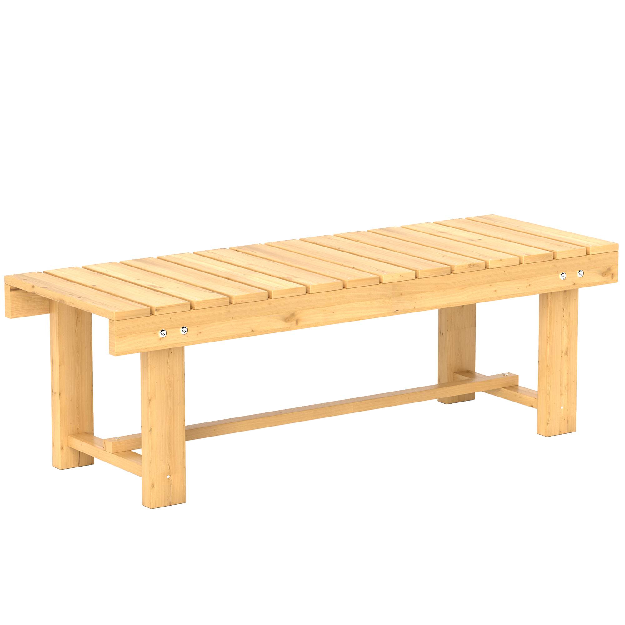 Banc de jardin sans dossier bois massif balcon terrasse usage intérieur 110x38x35cm naturel - ComfortXL Outdoor Living - Image 2