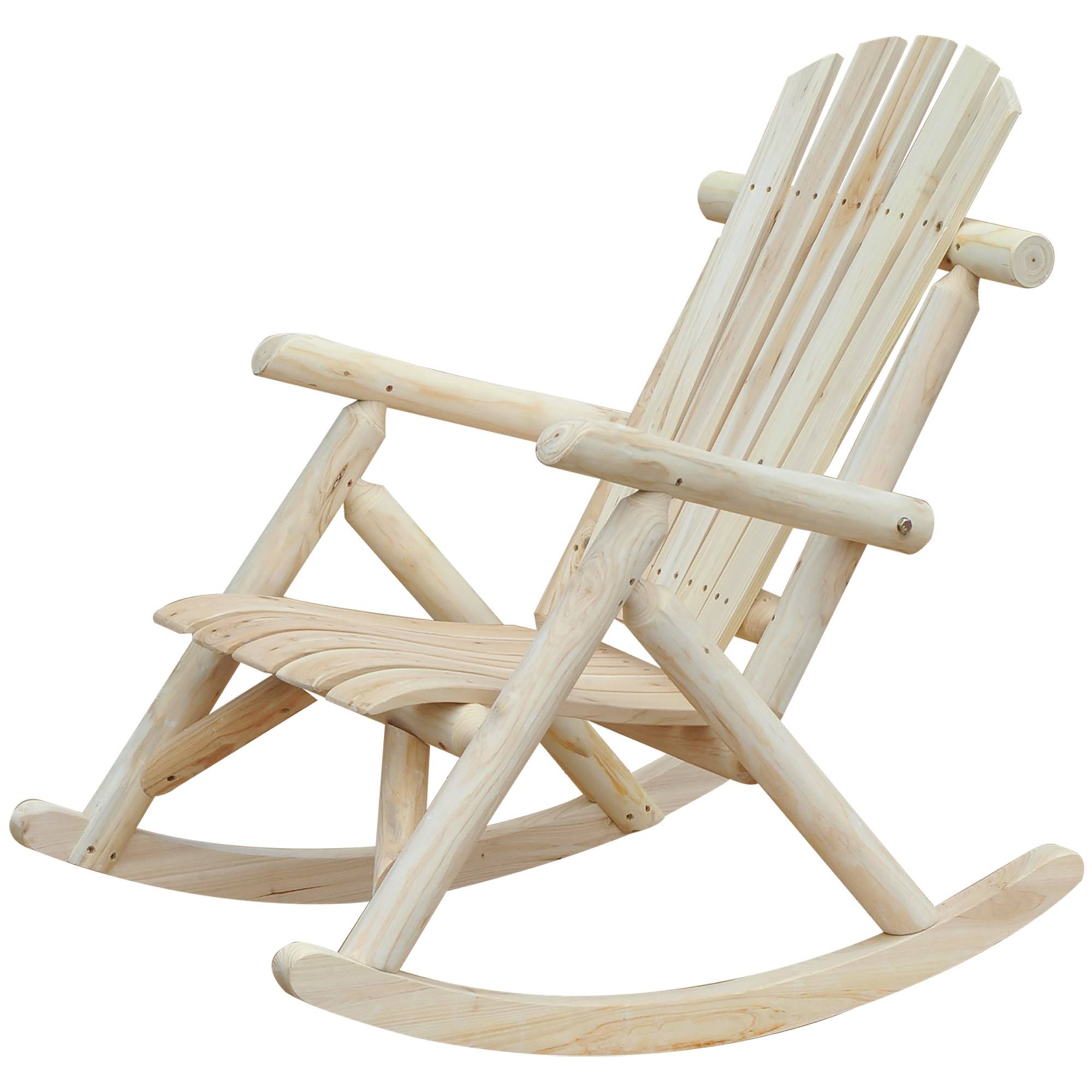 Fauteuil à bascule bois de sapin jardin dossier haut ergonomique nature - ComfortXL Outdoor Living - Image 2