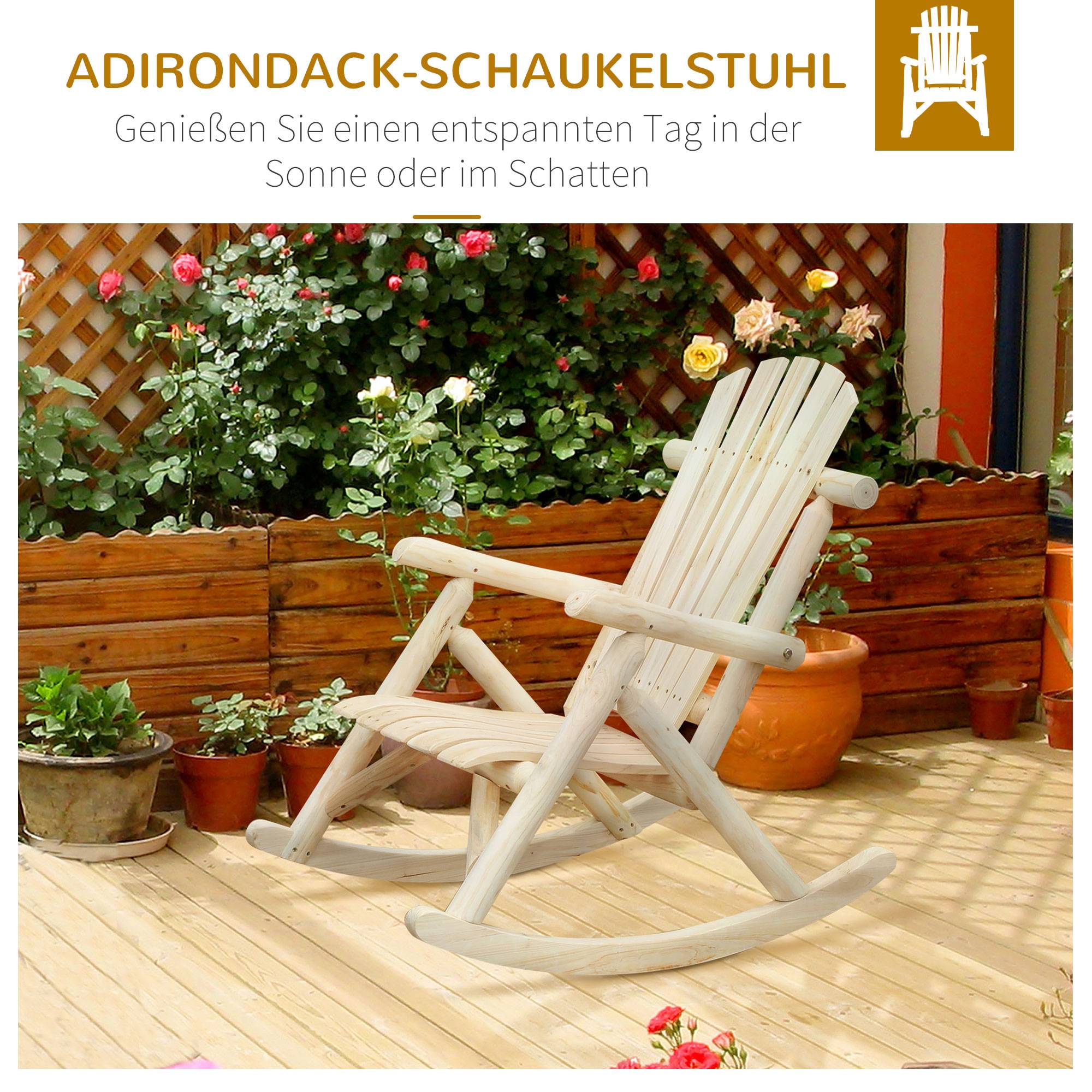 Fauteuil à bascule bois de sapin jardin dossier haut ergonomique nature - ComfortXL Outdoor Living - Image 6