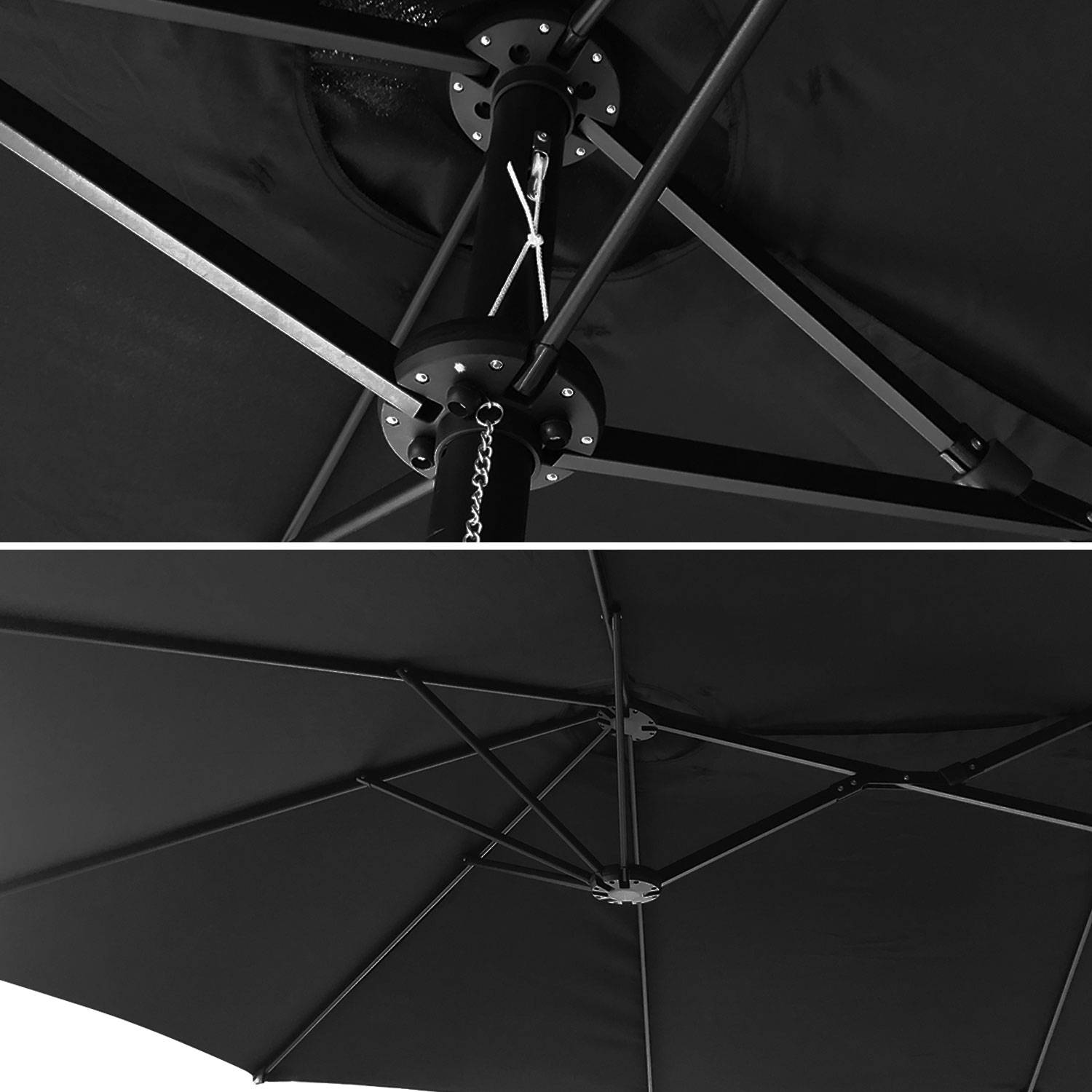 Parasol double 2,7x4,6m LINAI noir - HAPPY GARDEN - Imagen 3