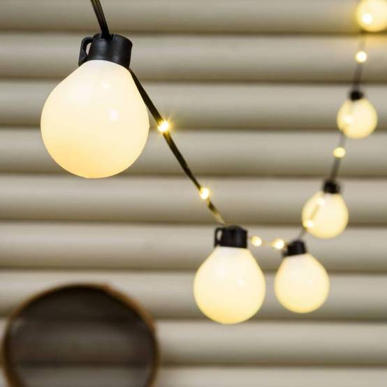 Guirlande guinguette électrique câble avec led Illuminées 25 globes blanc chaud Lotti - Image 1