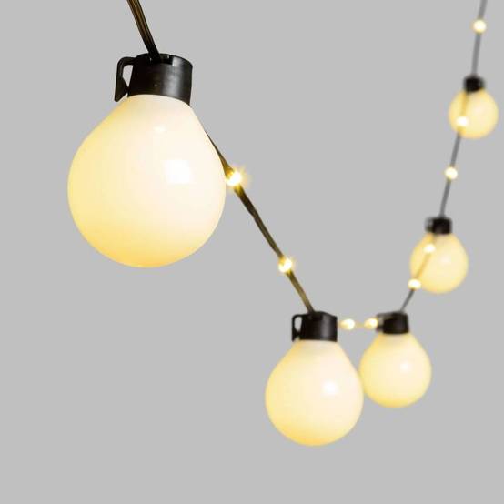 Guirlande guinguette électrique câble avec led Illuminées 25 globes blanc chaud Lotti - Image 5