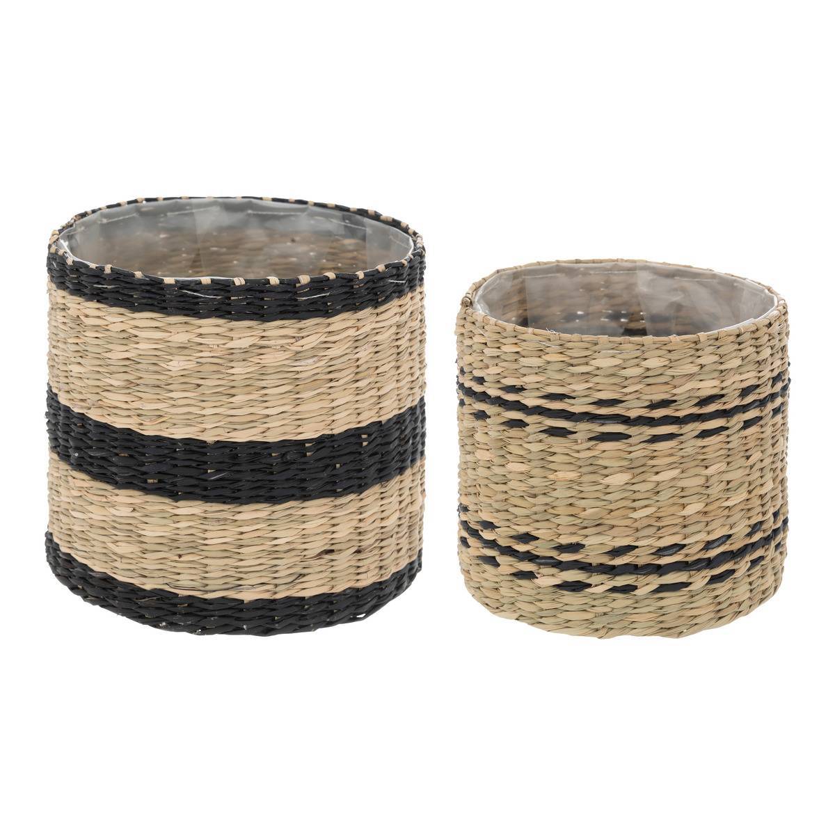 Atmosphera - Set de 2 pots "Lumière d'hiver" en paille D14/16cm - Atmosphera Créateur d'intérieur - Image 1