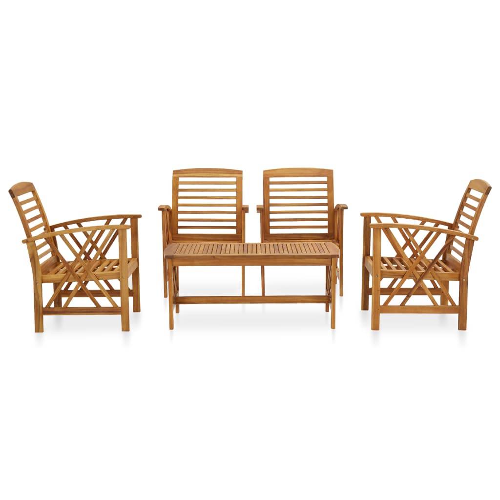 Helloshop26 - Salon de jardin meuble d'extérieur ensemble de mobilier 5 pièces bois d'acacia massif - Imagen 2
