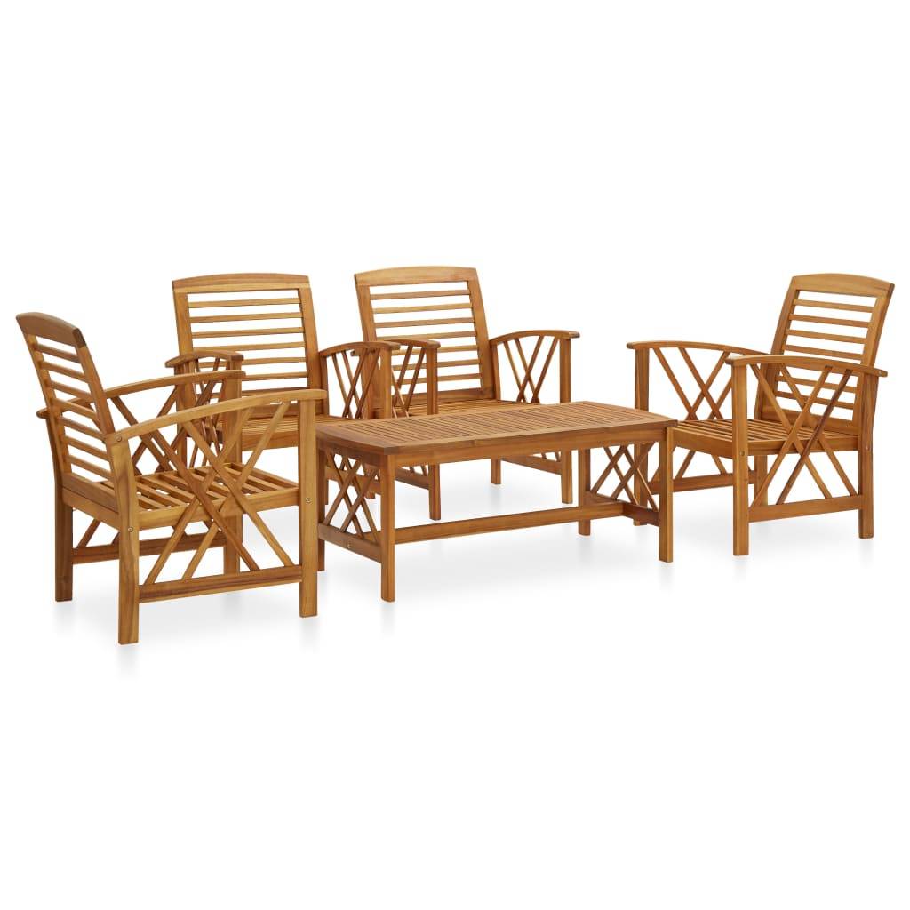 Helloshop26 - Salon de jardin meuble d'extérieur ensemble de mobilier 5 pièces bois d'acacia massif - Imagen 1