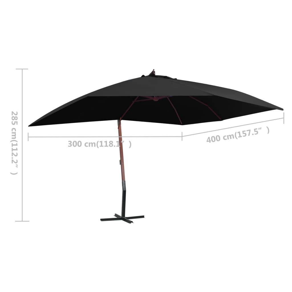 Helloshop26 - Parasol suspendu avec mât en bois 400 x 300 cm noir - Imagen 7