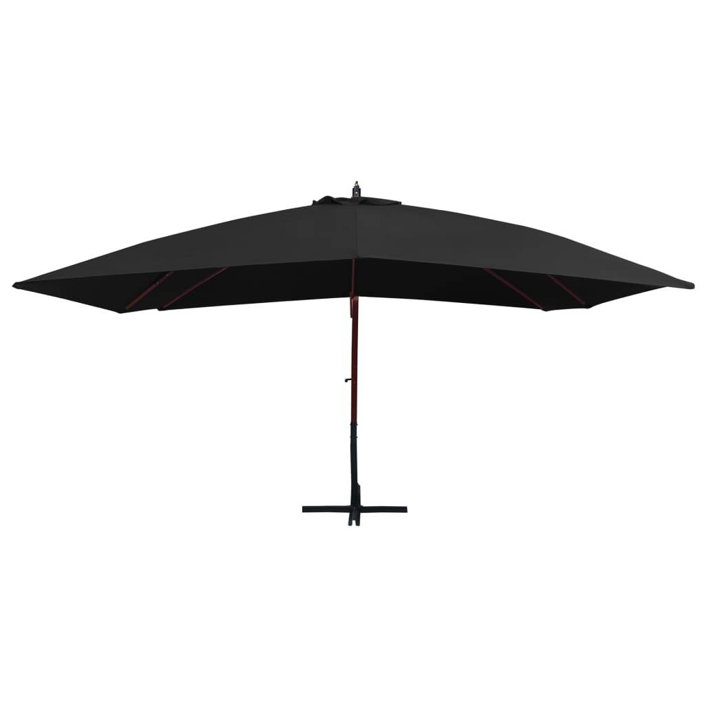 Helloshop26 - Parasol suspendu avec mât en bois 400 x 300 cm noir - Imagen 2