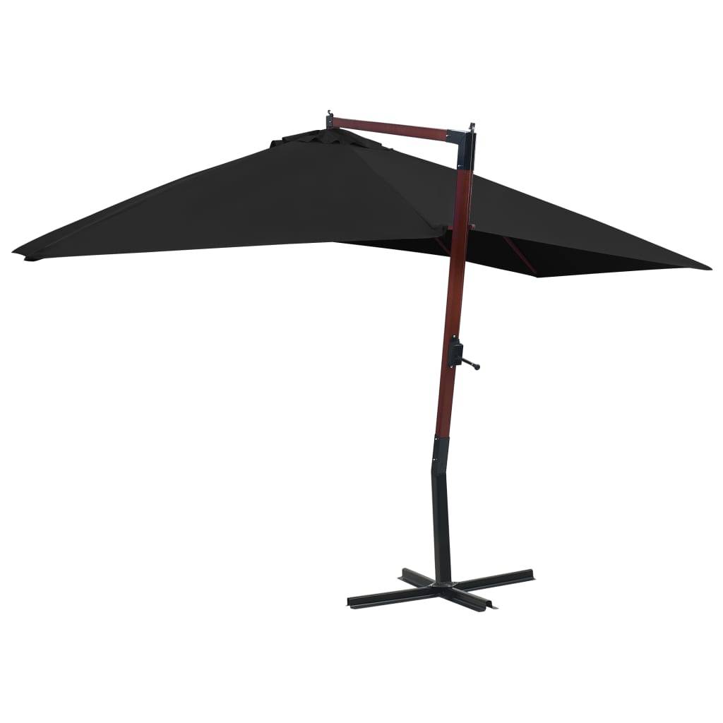 Helloshop26 - Parasol suspendu avec mât en bois 400 x 300 cm noir - Imagen 3