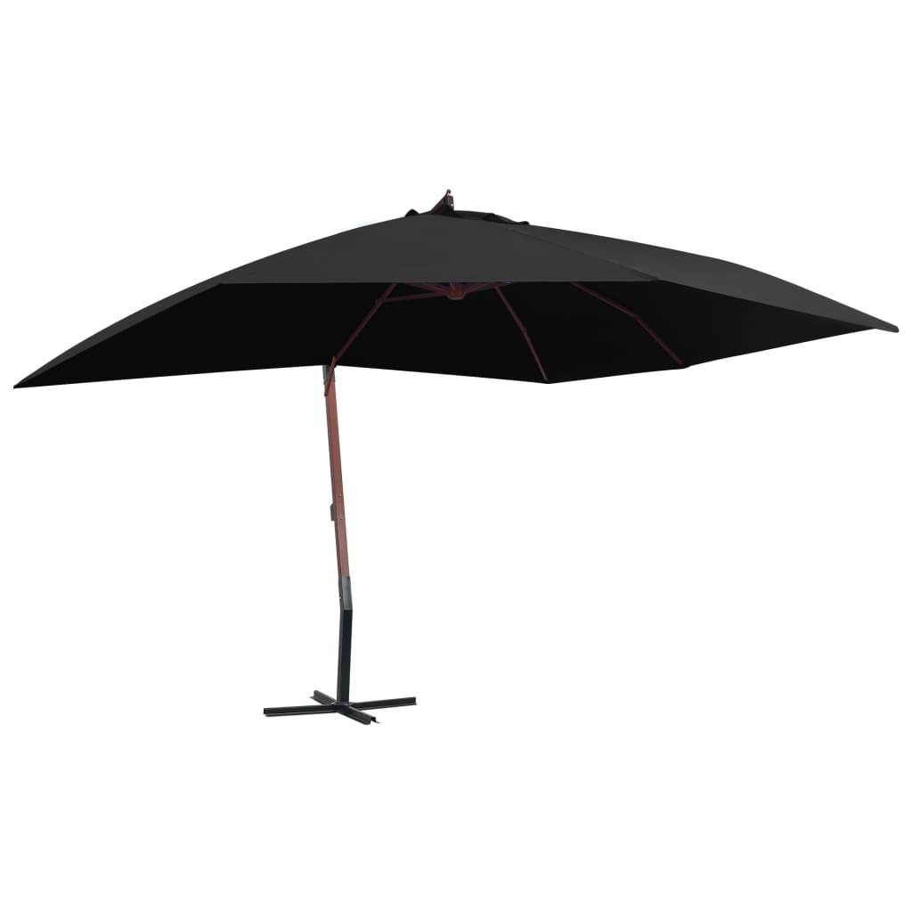 Helloshop26 - Parasol suspendu avec mât en bois 400 x 300 cm noir - Imagen 1
