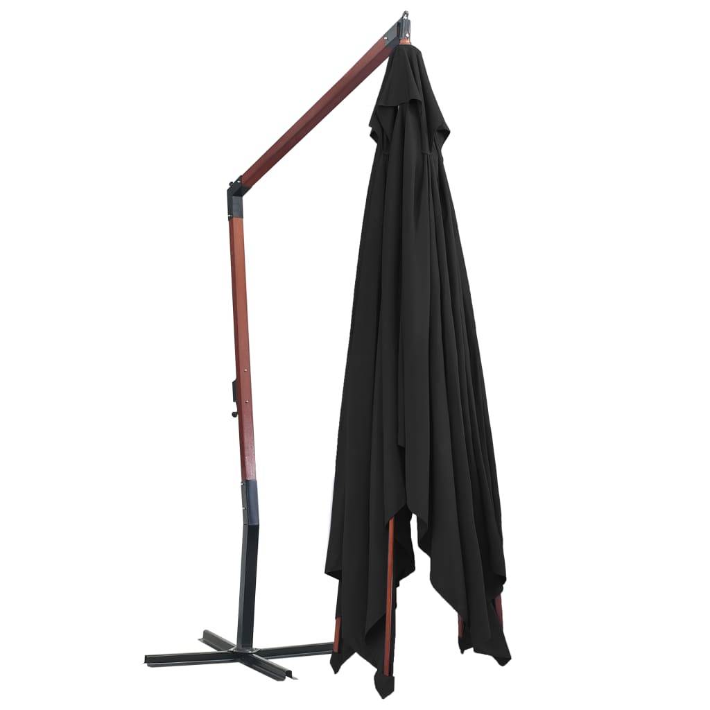 Helloshop26 - Parasol suspendu avec mât en bois 400 x 300 cm noir - Imagen 4