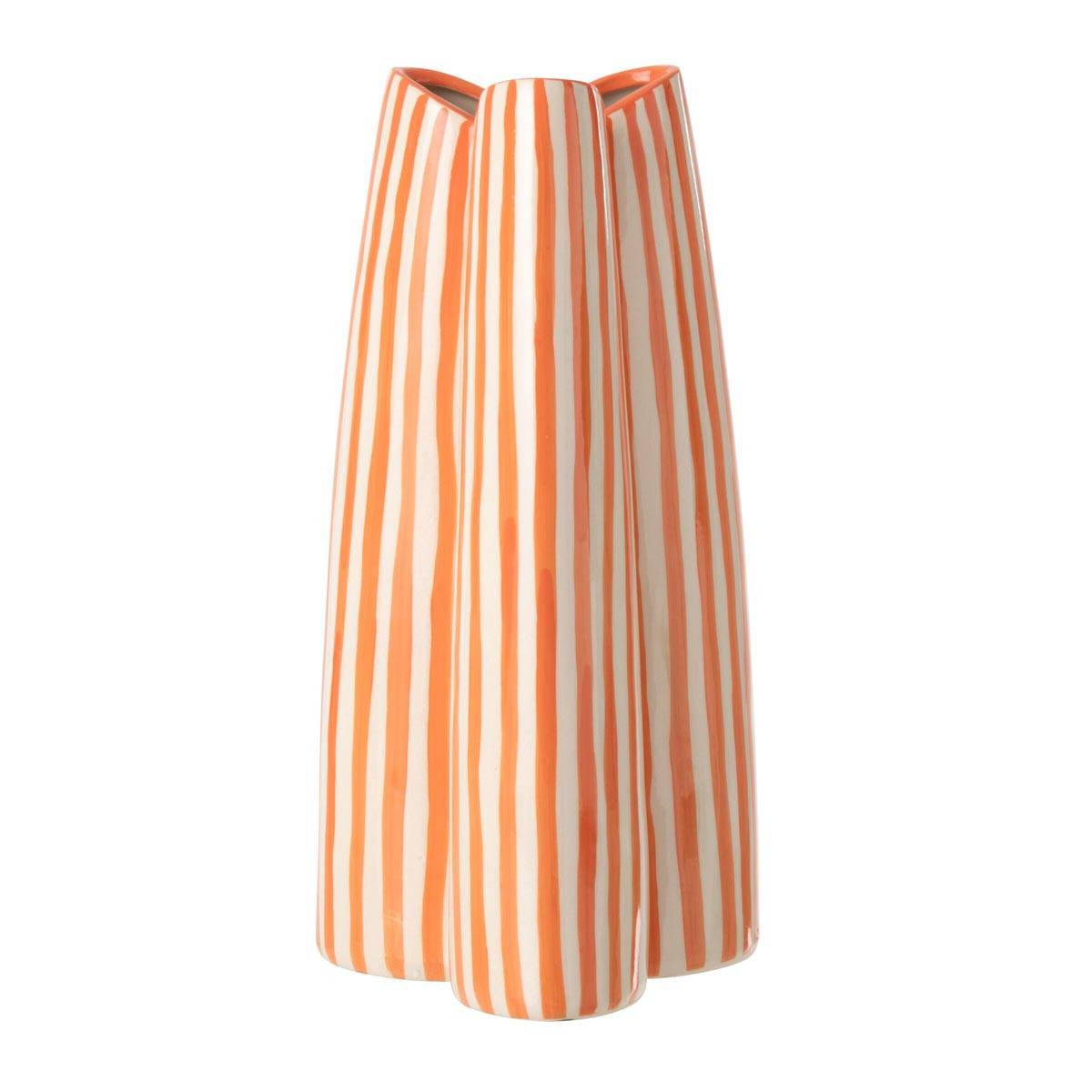 J-Line - Vase Rayé en Porcelaine "Menton" 44cm Orange - Image 1