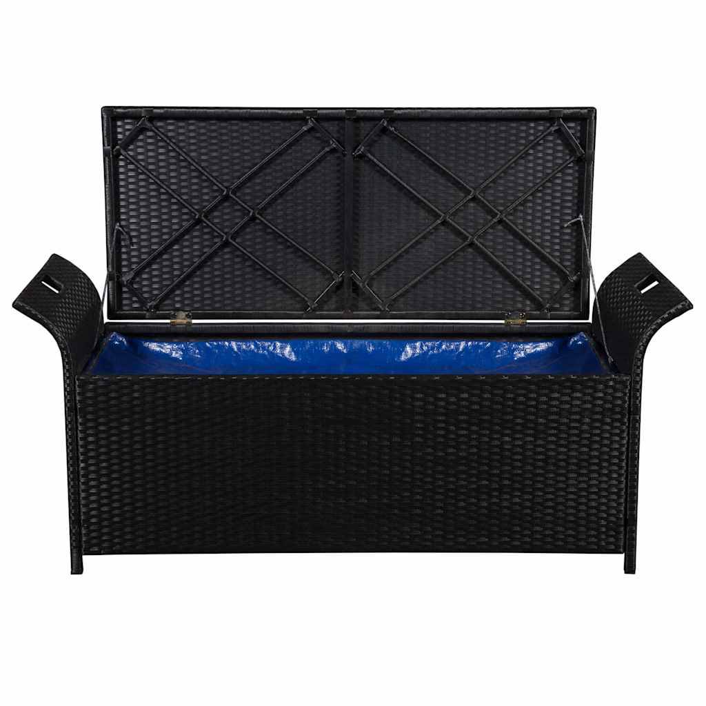 Vidaxl - Banc de jardin avec coussin 138 cm Résine tressée Noir vidaXL 44183 - Imagen 5
