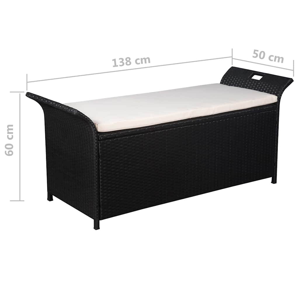 Vidaxl - Banc de jardin avec coussin 138 cm Résine tressée Noir vidaXL 44183 - Imagen 3