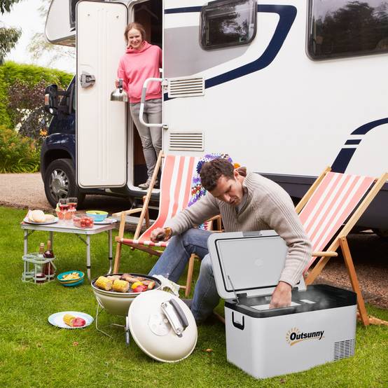 Réfrigérateur Portable 25 L 12/24 V à Compresseur -20 °C, Frigo-Congélateur Voiture avec LED et Poignées Pliables, Camping/Maison, Blanc - Image 2