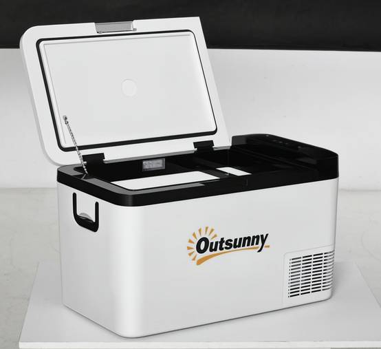 Réfrigérateur Portable 25 L 12/24 V à Compresseur -20 °C, Frigo-Congélateur Voiture avec LED et Poignées Pliables, Camping/Maison, Blanc - Image 1