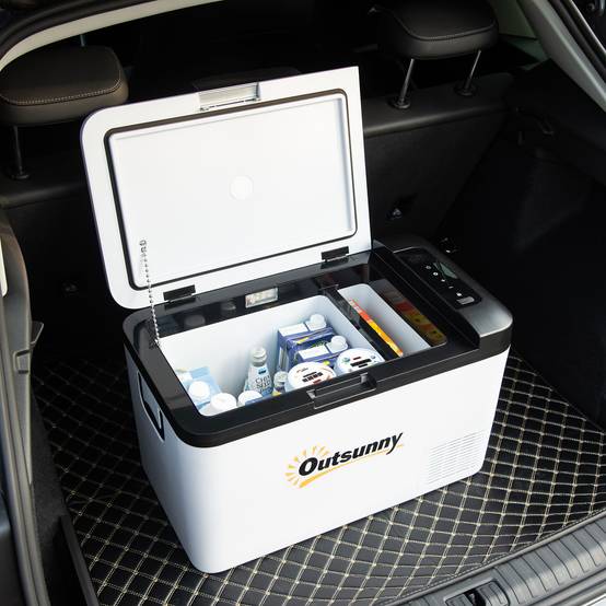 Réfrigérateur Portable 25 L 12/24 V à Compresseur -20 °C, Frigo-Congélateur Voiture avec LED et Poignées Pliables, Camping/Maison, Blanc - Image 3