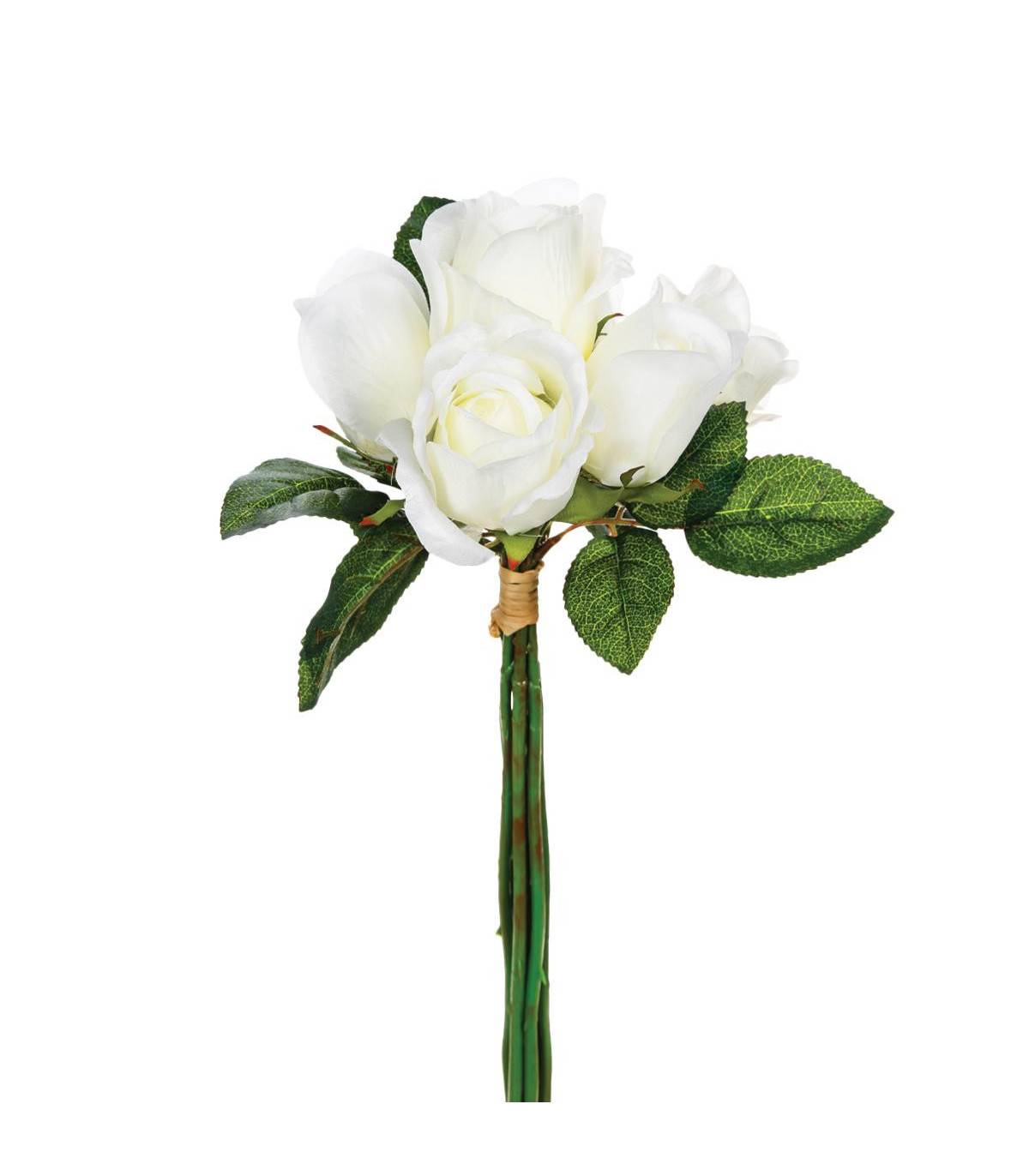 Bouquet de Fleurs artificielles 7 Roses Blanches D. 20 x H. 30 cm - Imagen 1