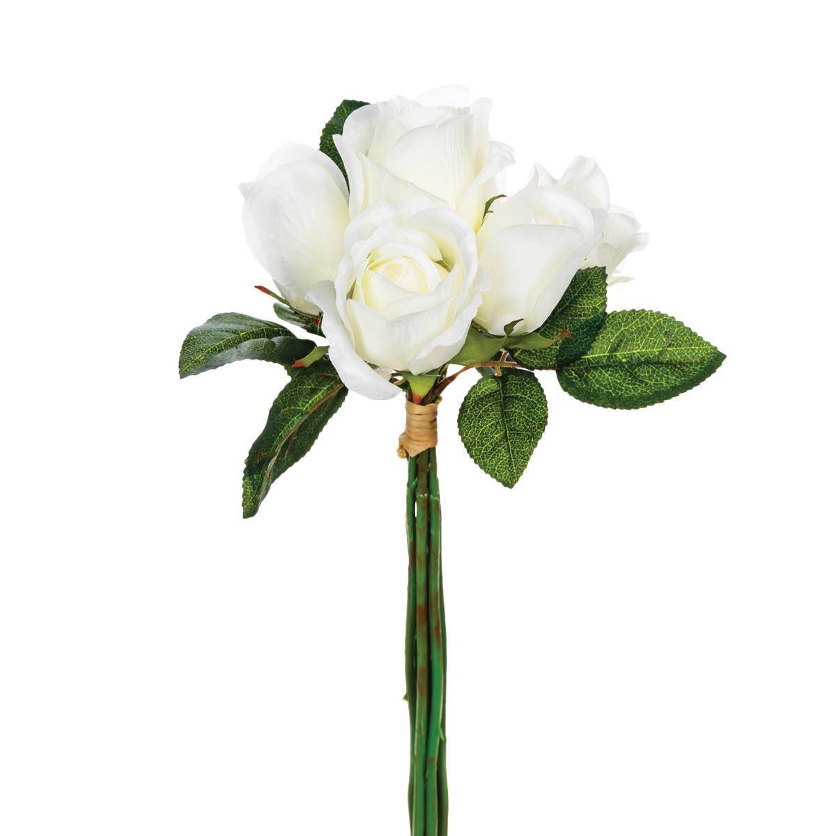 Atmosphera - Bouquet de 7 roses artificielles blanc H30cm - Atmosphera Créateur d'intérieur - Imagen 1
