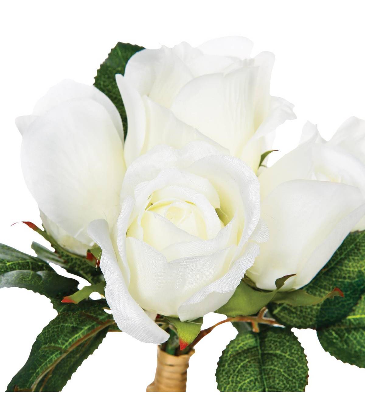 Bouquet de Fleurs artificielles 7 Roses Blanches D. 20 x H. 30 cm - Imagen 2