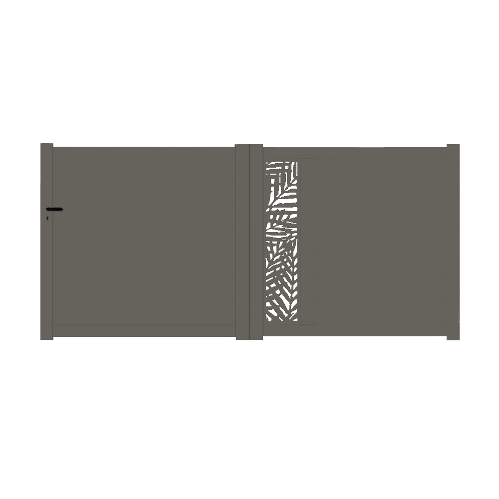 Portail Packit - Portail alu coulissant découpe laser en kit dim. L.4000 (entre piliers) X H.1500 mm  Gris Quartz (RAL 7039)