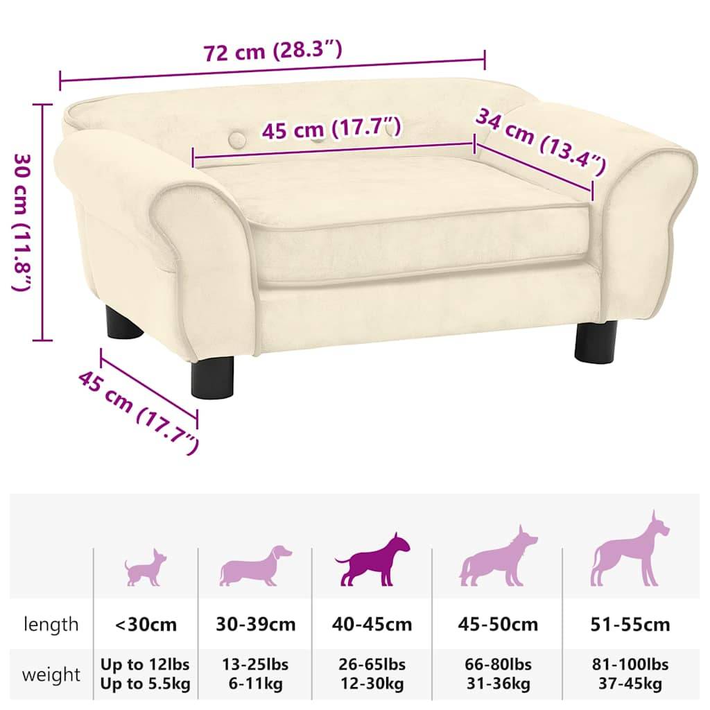 Vidaxl - Canapé pour chien Crème 72x45x30 cm Peluche vidaXL 171042 - Imagen 4