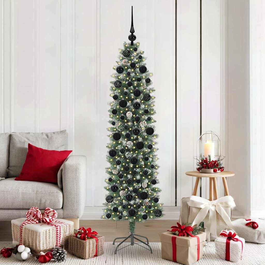 Vidaxl - Arbre de Noël artificiel slim Vert et blanc 180 cm vidaXL 3395294 - Image 1