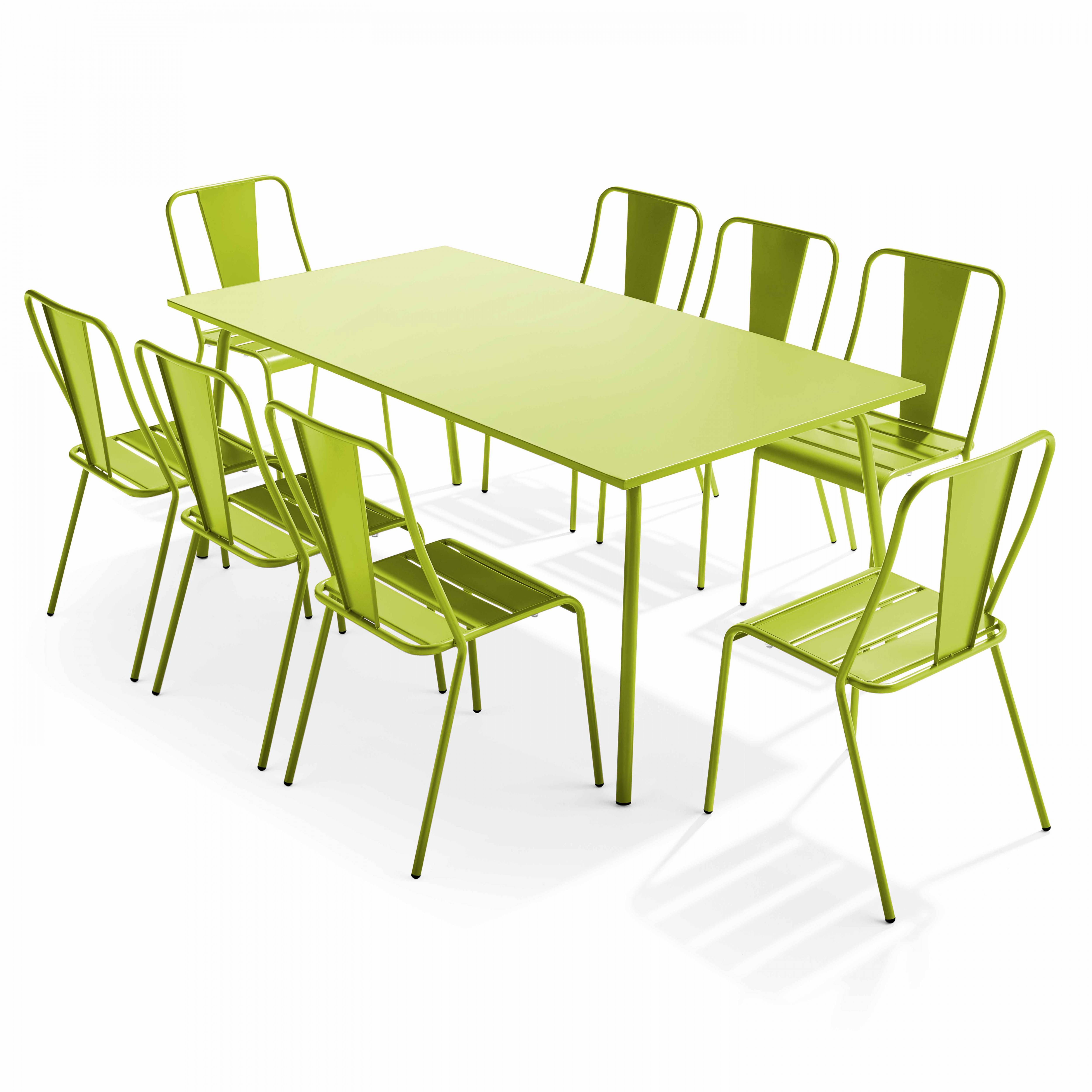Oviala - Ensemble table de jardin et 8 chaises bistrot en acier vert Palavas - Oviala - Imagen 1