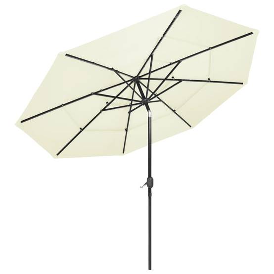 Helloshop26 - Parasol à 3 niveaux avec mât en aluminium 3 m sable - Imagen 3