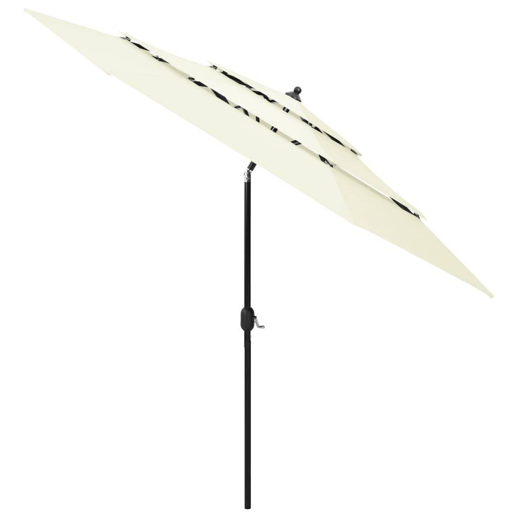 Helloshop26 - Parasol à 3 niveaux avec mât en aluminium 3 m sable - Imagen 2