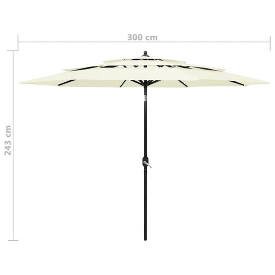 Helloshop26 - Parasol à 3 niveaux avec mât en aluminium 3 m sable - Imagen 7