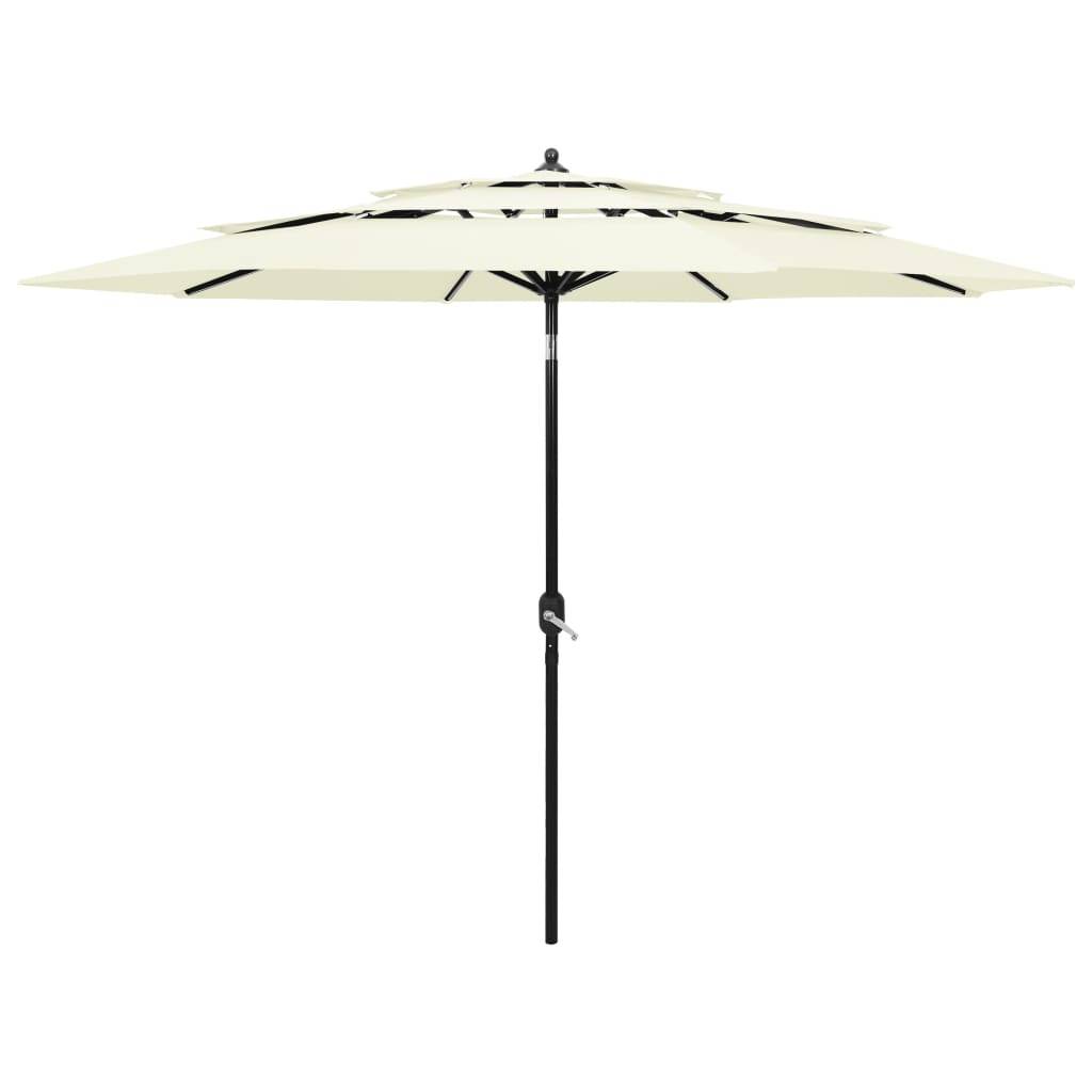 Helloshop26 - Parasol à 3 niveaux avec mât en aluminium 3 m sable - Imagen 1