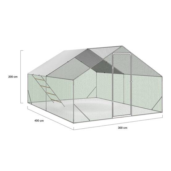 Enclos poulailler 12 m² 4x3 M avec grand perchoir 4 niveaux en bois acier galvanisé - Image 5