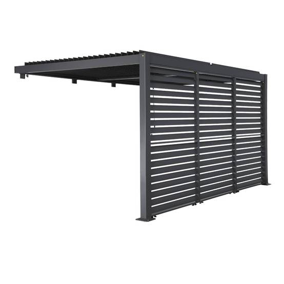 sweeek - Pergola bioclimatique aluminium adossée 4x3m anthracite + 3 persiennes 130cm Palace | sweeek - Image 2